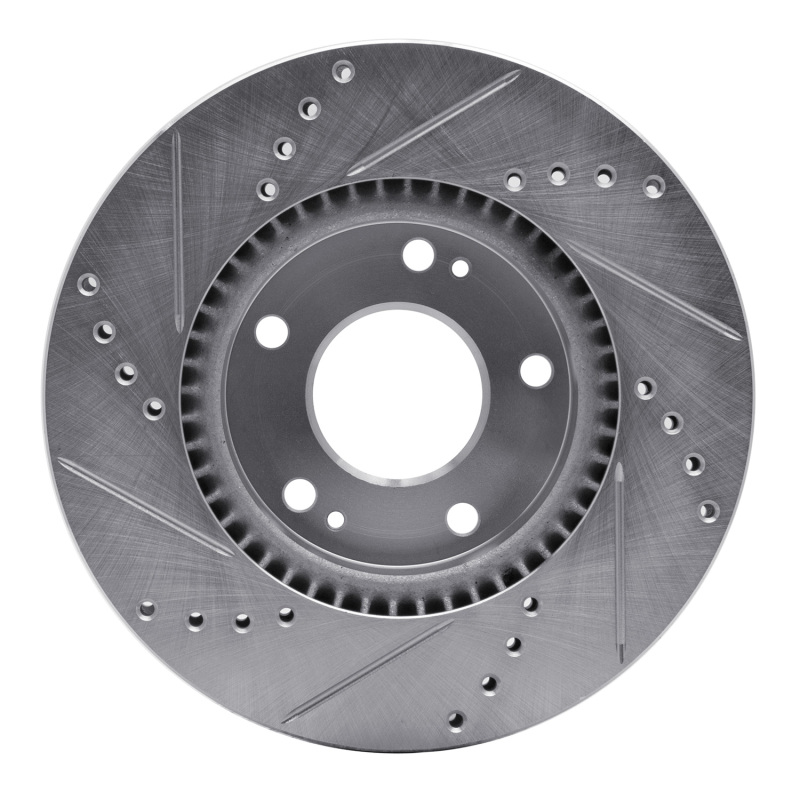 Hyundai Sonata Brake Rotor (1) - Front Right - R1 Concepts - Drilled & Slotted - Silver - `03-`13